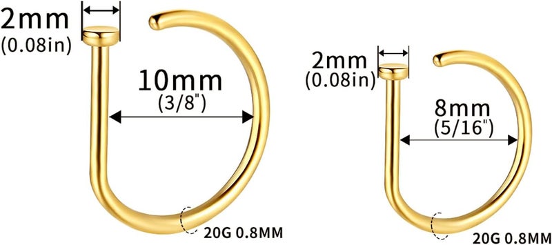 VOJO G23 Titanium 20G Nose Rings Hoops L Shaped Screw Nose Studs Diamond Small Piercing Jewelry for Women Men - Image 5